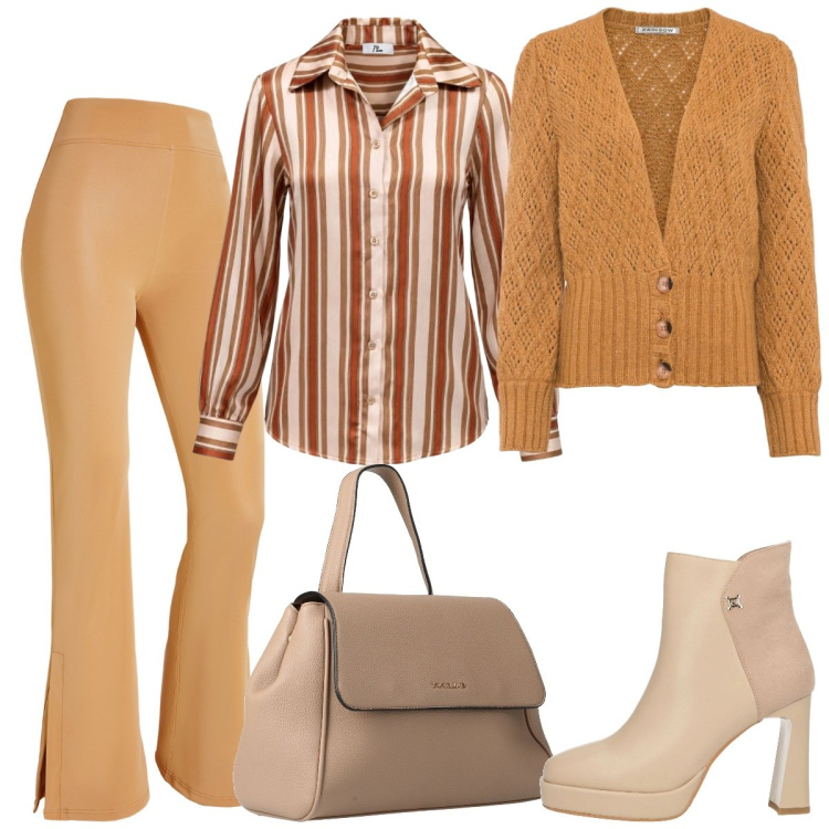 Outfit donna - Pomeriggio. Stile Basic per Serata fuori. Abbinamento con camicie, pantaloni, stivaletti, zaini, cardigans.