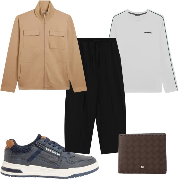 Outfit uomo - Total look #2498210. Stile Casual per Tutti i giorni. Abbinamento con portafogli, pantaloni, felpe, t-shirt, sneakers.