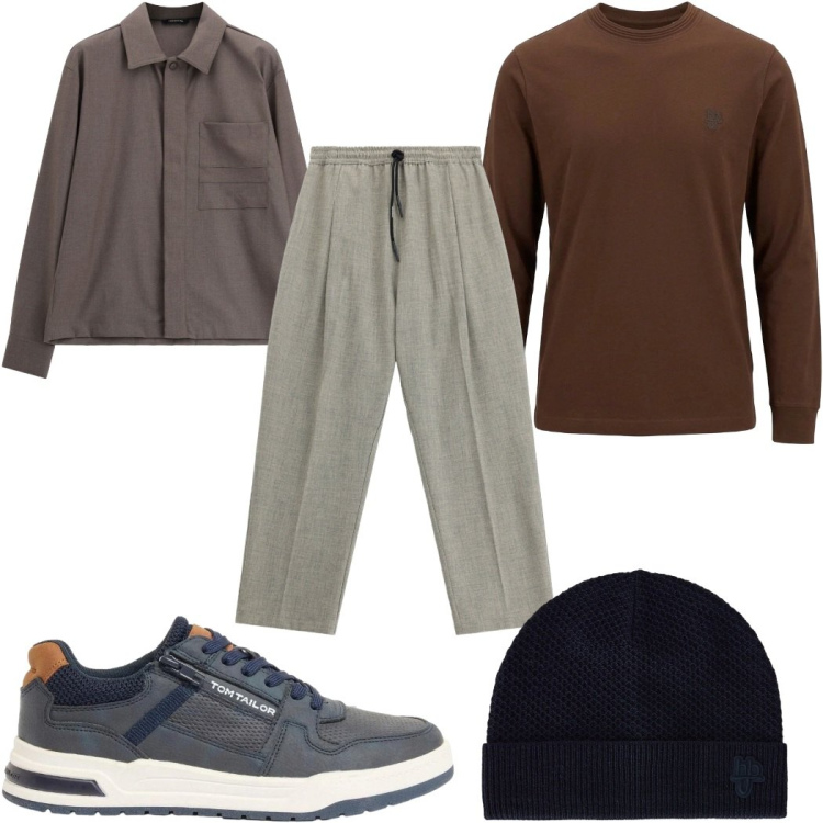 Outfit uomo - Total look #2498211. Stile Casual per Tutti i giorni. Abbinamento con berretti, t-shirt, pantaloni, cappotti, sneakers.