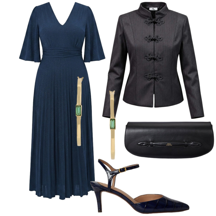 Outfit donna - Oroscopo Lo Scorpione - Ciò che non si m. Stile Chic per Serata fuori. Abbinamento con blazer, clutch, orecchini, décolleté, vestiti lunghi.