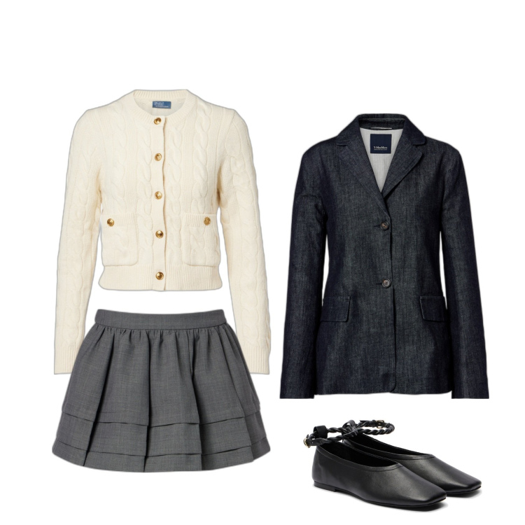 Outfit femme - Blazer denim. Style Preppy pour Tous les jours. Assortir avec minijupes, ballerines, blazers, gilets.