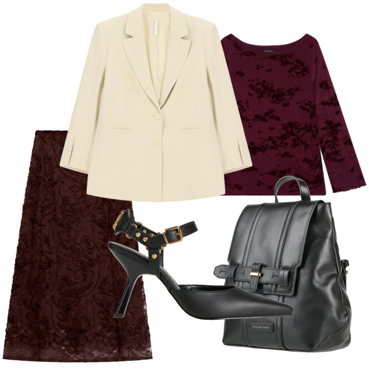 Outfit donna - Borchie stilose. Stile Casual per Tutti i giorni. Abbinamento con gonne longuette, blazer, t-shirt, zaini, décolleté.
