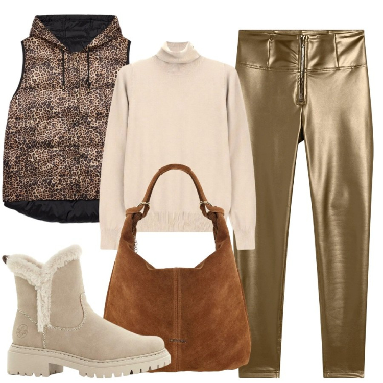 Outfit donna - Coccole d'autunno. Stile Casual Abbinamento con borse a spalla, piumini, pantaloni skinny, pullovers, stivaletti.