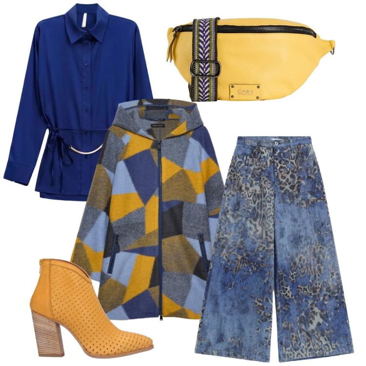 Outfit donna - Total look #2498317. Stile Glamour per Tutti i giorni. Abbinamento con camicie, cappotti, jeans, marsupi, stivaletti texani.
