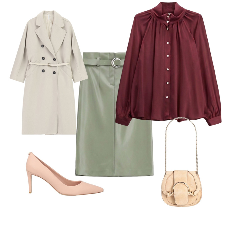 Outfit donna - Total look #2498352. Stile Bon Ton per Serata fuori. Abbinamento con cappotti, gonne longuette, camicie, décolleté, marsupi.