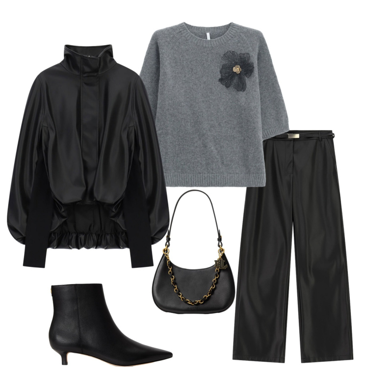 Outfit donna - Oroscopo scorpione. Stile Casual chic per Serata fuori. Abbinamento con bomber, pantaloni, maglieria, stivaletti, borse a spalla.