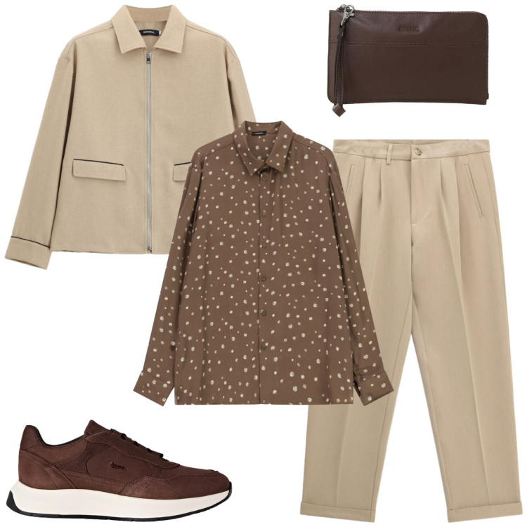 Outfit uomo - Total look #2498447. Stile Trendy per Serata speciale. Abbinamento con sneakers, cappotti, pantaloni, portafogli, camicie.