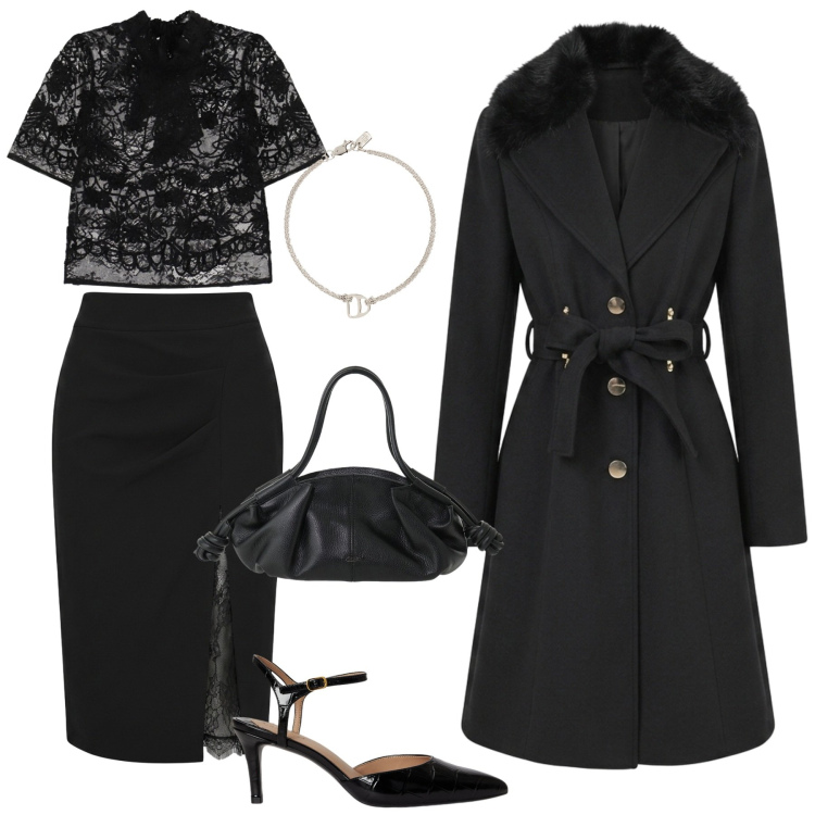 Outfit donna - Scorpione. Stile Chic per Cerimonia. Abbinamento con top, braccialetti con ciondoli, décolleté, cappotti, gonne longuette, borse a mano.