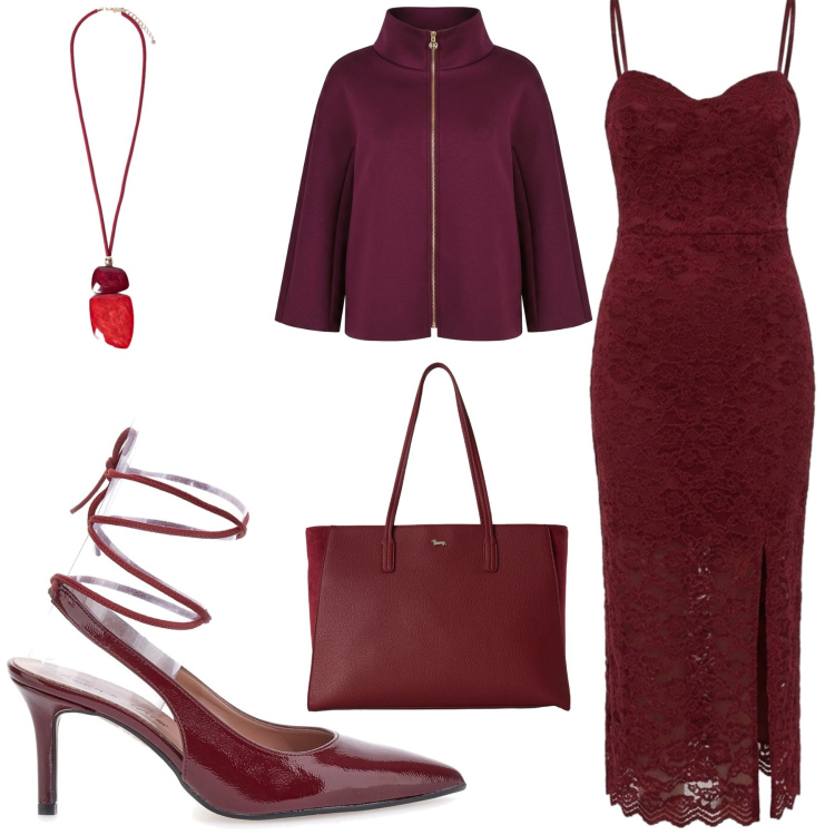 Outfit donna - Ottobre edition. Stile Glamour per Cerimonia. look ideale per Tall. Abbinamento con shopping bag, ciondoli, cappotti, vestiti midi/longuette, décolleté.