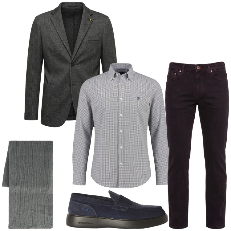 Outfit uomo - Total look #2498563. Stile Business/Elegante per Serata speciale. Abbinamento con jeans, scarpe stringate, camicie, sciarpe, giacche.