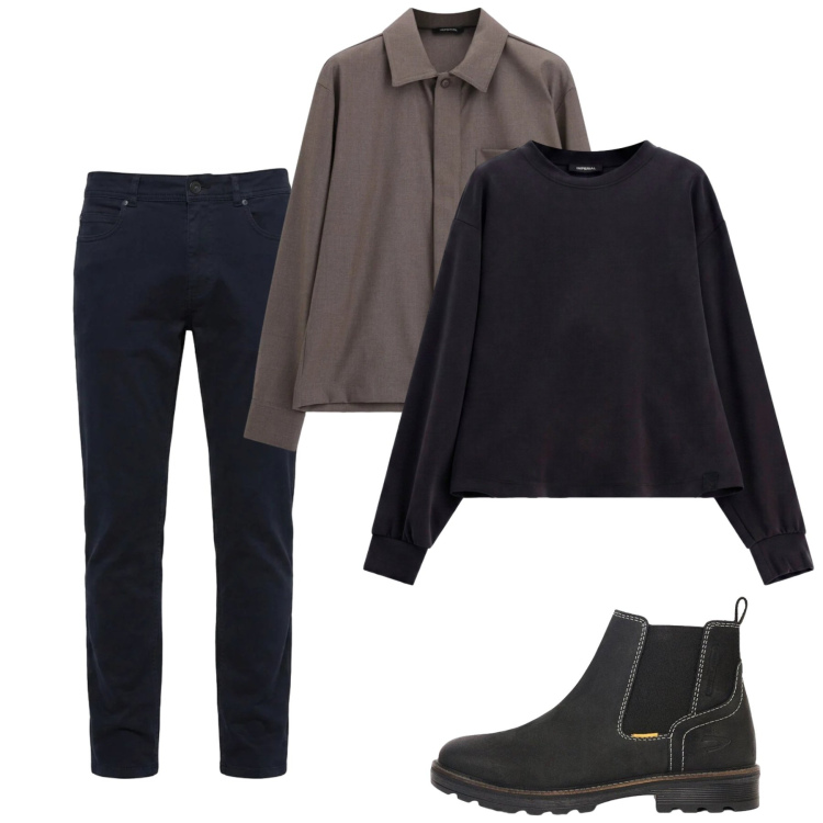 Outfit uomo - Ottobre. Stile Casual per Tutti i giorni. Abbinamento con pantaloni, cappotti, felpe, stivali e stivaletti.