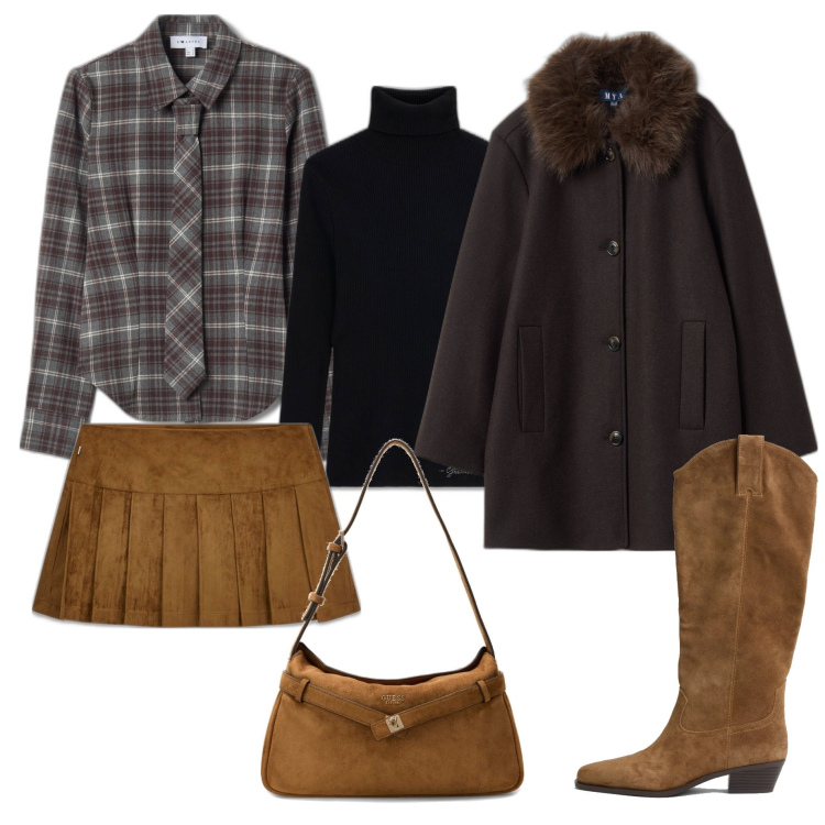 Outfit mujer - Boho #1674. Estilo Boho para Todos los días. Combinación con faldas, bandoleras, prendas de punto, botas por encima de la rodilla, abrigos, camisas.