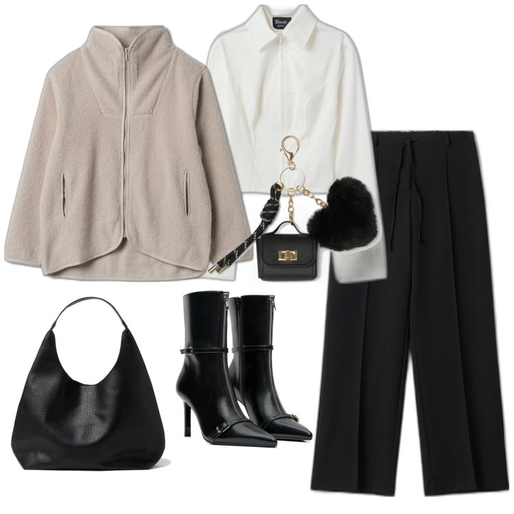 Outfit mujer - Chic #10302. Estilo Chic para Oficina. Combinación con bolsos de hombro, pantalones, mochilas, camisas, sudaderas, botines.
