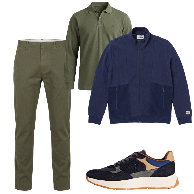 Outfit uomo - Ottobre. Stile Casual per Tutti i giorni. Abbinamento con sneakers, polo, pantaloni, felpe.
