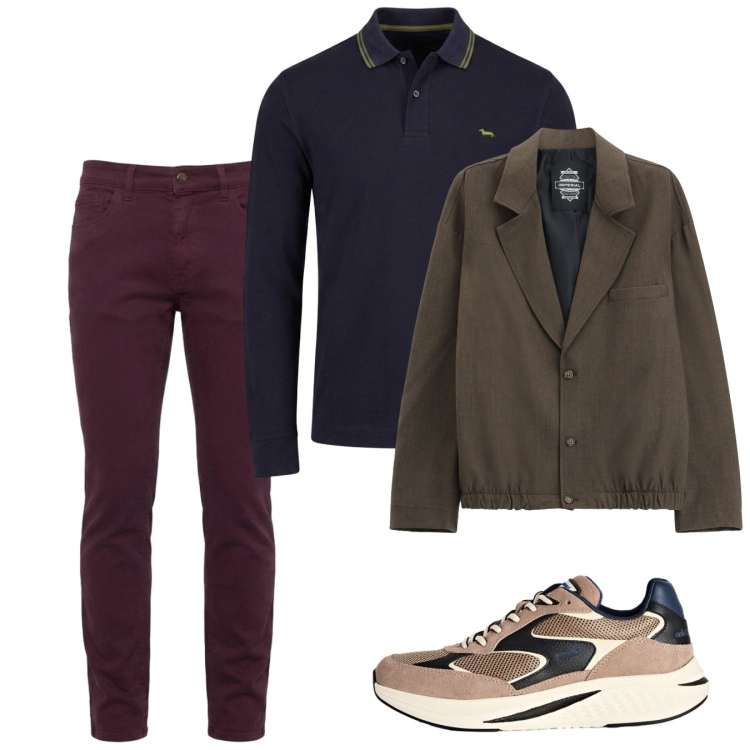 Outfit uomo - Ottobre. Stile Casual per Tutti i giorni. Abbinamento con pantaloni, polo, sneakers, giacche.