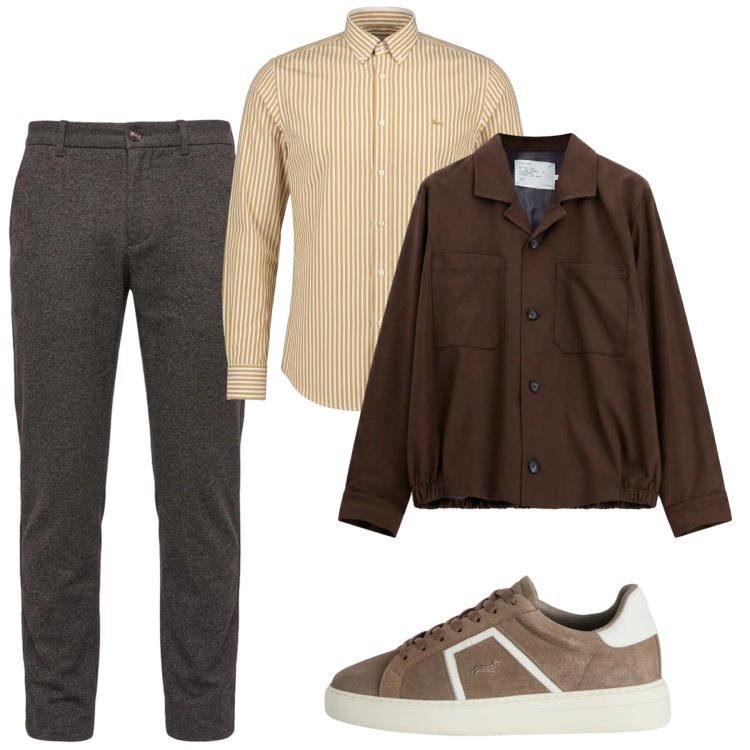 Outfit uomo - Ottobre. Stile Casual per Tutti i giorni. Abbinamento con sneakers, camicie, pantaloni, cappotti.