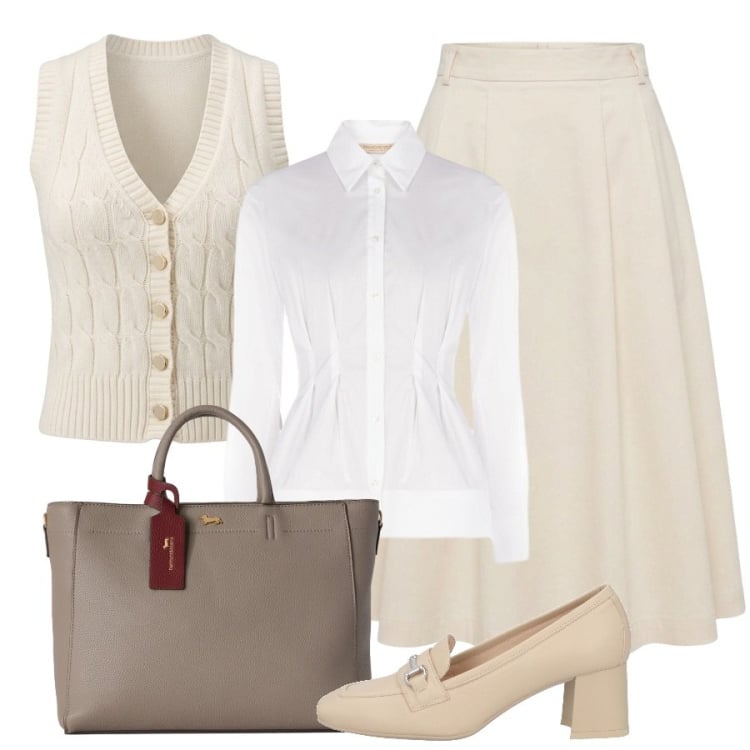 Outfit donna - Romantico bon ton. Stile Romantica per Tutti i giorni. Abbinamento con gonne longuette, maglieria, borse a mano, bluse, mocassini.