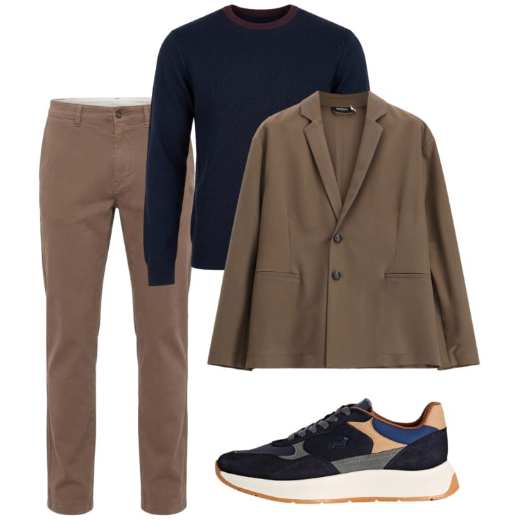 Outfit uomo - Ottobre. Stile Casual per Tutti i giorni. Abbinamento con sneakers, maglieria, pantaloni, giacche.