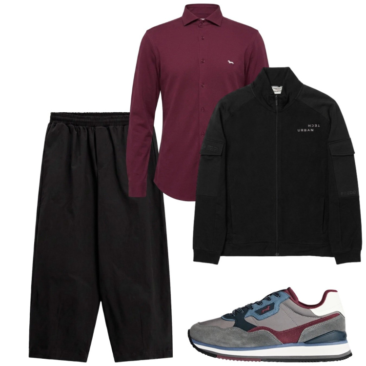 Outfit uomo - Ottobre. Stile Casual per Tutti i giorni. Abbinamento con camicie, sneakers, pantaloni a palazzo, felpe.
