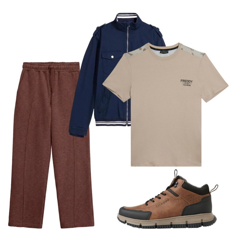 Outfit uomo - Ottobre. Stile Casual per Tutti i giorni. Abbinamento con pantaloni, t-shirt, giacche, stivali e stivaletti.