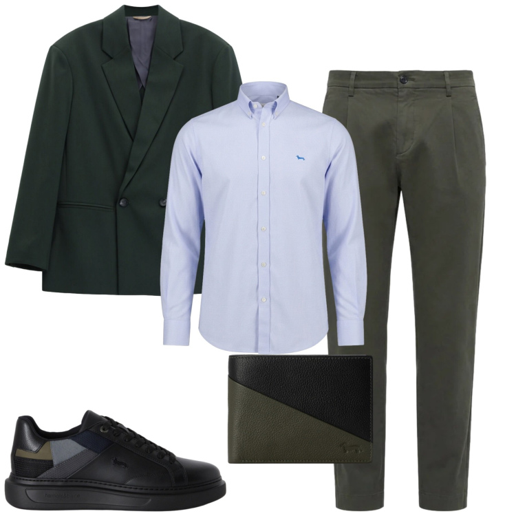 Outfit uomo - City. Stile Business/Elegante per Tutti i giorni. Abbinamento con camicie, sneakers, portafogli, pantaloni, giacche.