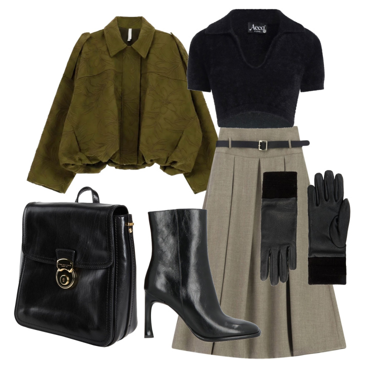 Outfit donna - Ottobre. Stile Bon Ton per Tutti i giorni. Abbinamento con gonne lunghe, bomber, guanti, pullovers, zaini, stivaletti.