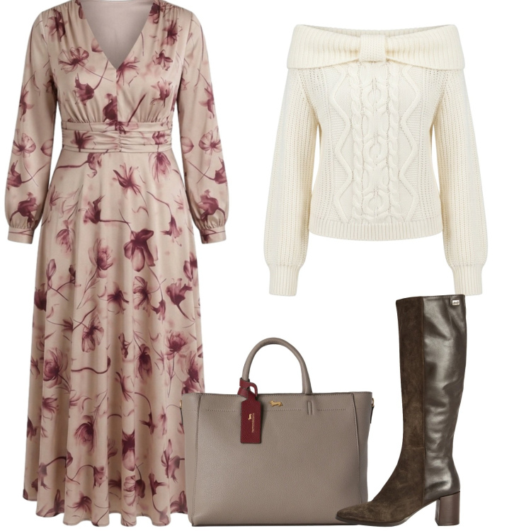 Outfit donna - Boho chic. Stile Boho per Ufficio. Abbinamento con borse a mano, stivali, vestiti lunghi, maglieria.
