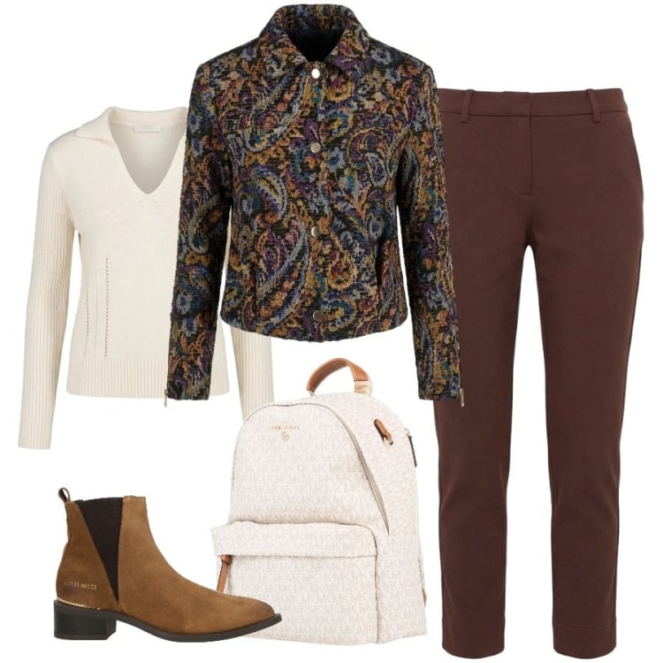 Outfit donna - Una fantastica giacca. Stile Sporty chic per Ufficio. Abbinamento con pantaloni, maglieria, cappotti, zaini, stivaletti texani.