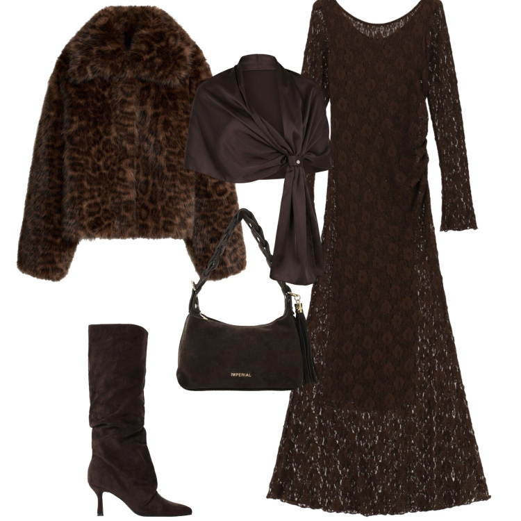 Outfit donna - Chic serata evento speciale. Stile Chic per Serata fuori. Abbinamento con vestiti lunghi, borse a spalla, stivali, stole, blazer.