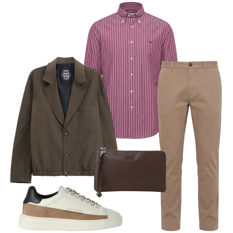 Outfit uomo - Total look #2499005. Stile Casual per Ufficio. Abbinamento con sneakers, camicie, pantaloni, giacche, portafogli.