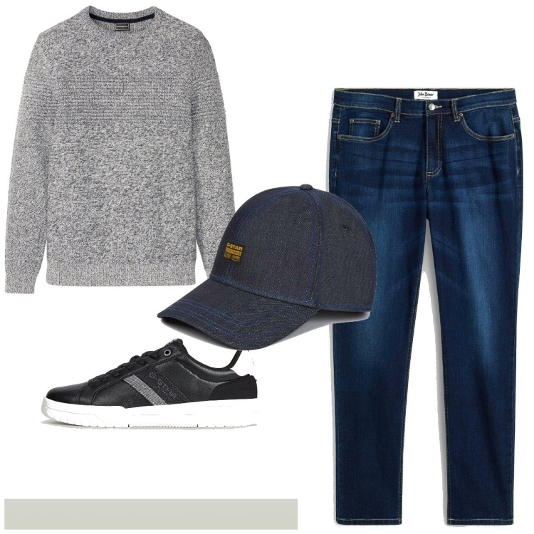 Outfit homme - Casual #16085. Style Casual pour Tous les jours. Assortir avec jeans, pulls, sneakers, chapeaux avec visière.