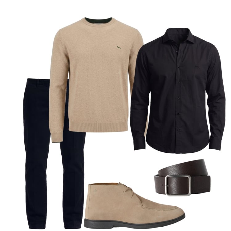 Outfit uomo - Total look #2499045. Stile Casual per Tutti i giorni. Abbinamento con maglieria, stivali e stivaletti, cinture, pantaloni, camicie.
