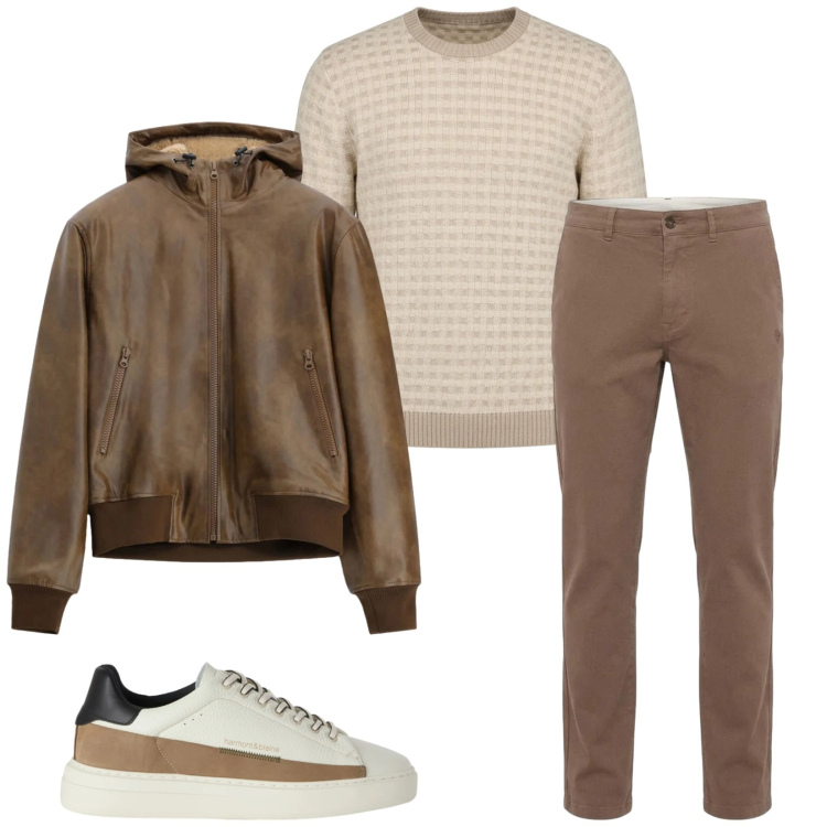 Outfit uomo - Total look #2499047. Stile Trendy per Tutti i giorni. Abbinamento con sneakers, maglieria, pantaloni, bomber.