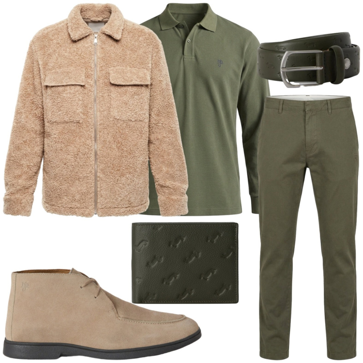 Outfit uomo - Polo a manica lunga. Stile Trendy per Tutti i giorni. Abbinamento con stivali e stivaletti, polo, cinture, portafogli, pantaloni, cappotti.