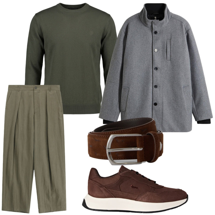 Outfit uomo - Armonie autunnali. Stile Casual per Tutti i giorni. Abbinamento con cinture, sneakers, maglieria, pantaloni, giacche.