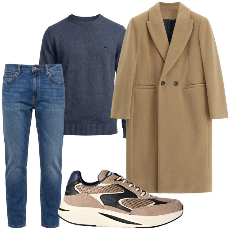 Outfit uomo - Easy casual. Stile Trendy per Tutti i giorni. Abbinamento con jeans, sneakers, maglieria, cappotti.