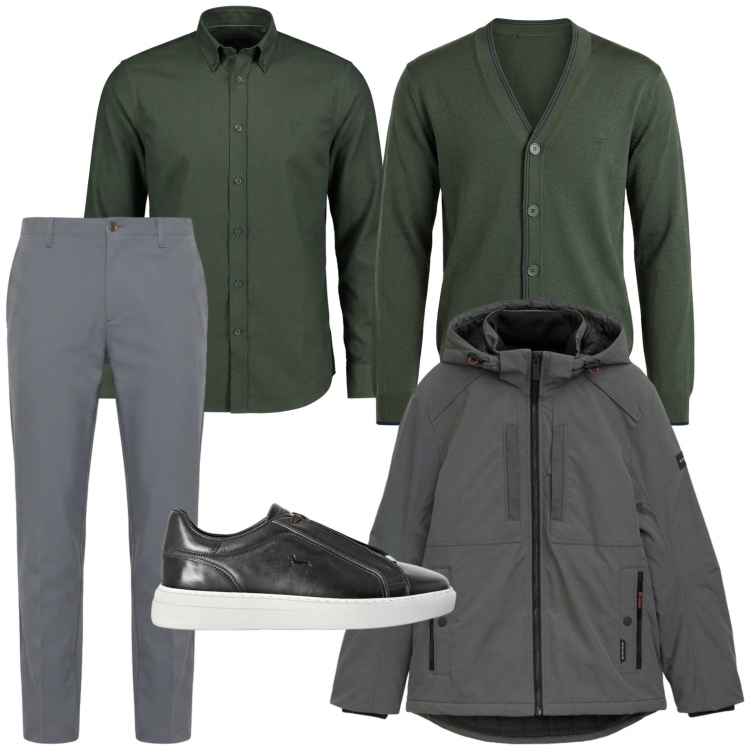 Outfit uomo - Tinte di stagione. Stile Trendy per Tutti i giorni. Abbinamento con pantaloni, cardigans, camicie, sneakers, giacche.