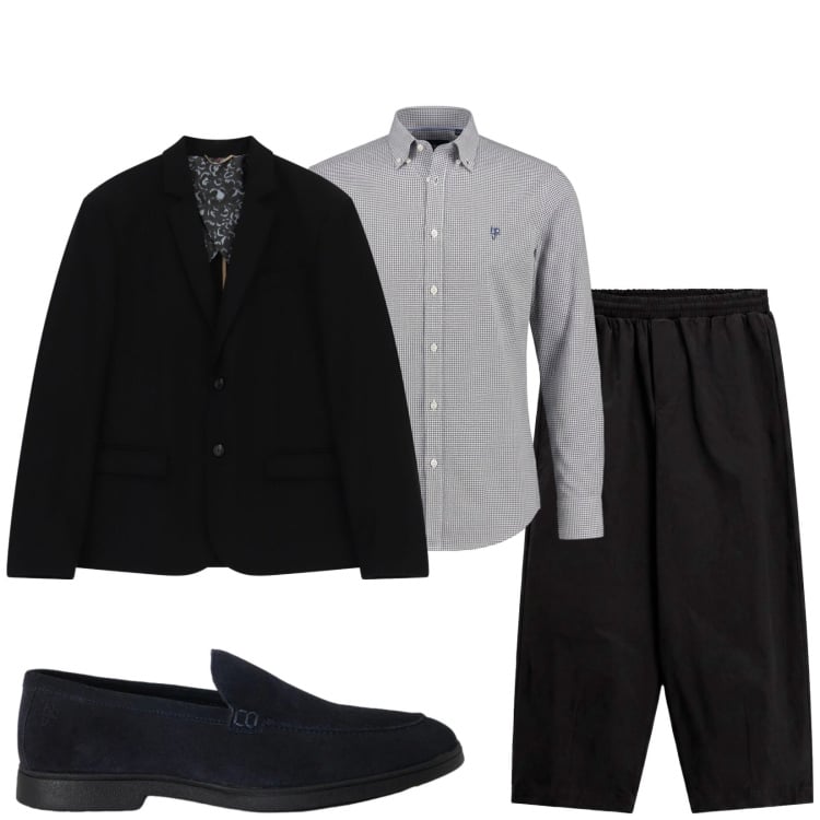 Outfit uomo - Total look #2499130. Stile Business/Elegante per Serata speciale. Abbinamento con camicie, scarpe stringate, giacche, pantaloni a palazzo.