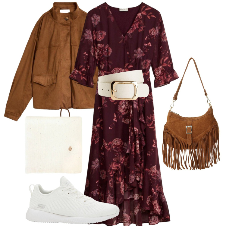 Outfit donna - Il fascino del contrasto. Stile Chic per Tutti i giorni. Abbinamento con borse a spalla, sciarpe, vestiti, sneakers, cinture, bomber.