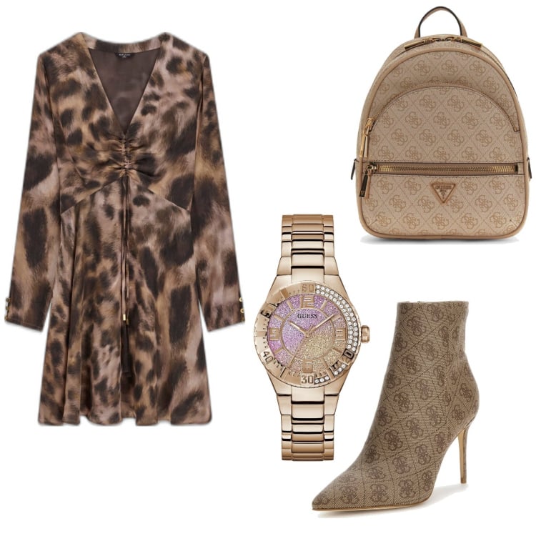 Outfit mujer - Urban style. Estilo Urban para Noche/Fiesta elegante. Combinación con botines, mochilas, relojes analógicos, vestidos cortos.
