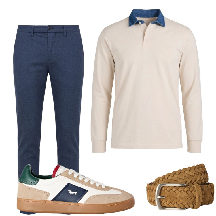 Outfit uomo - Total look #2499168. Stile Casual per Tutti i giorni. Abbinamento con cinture, sneakers, pantaloni, polo.