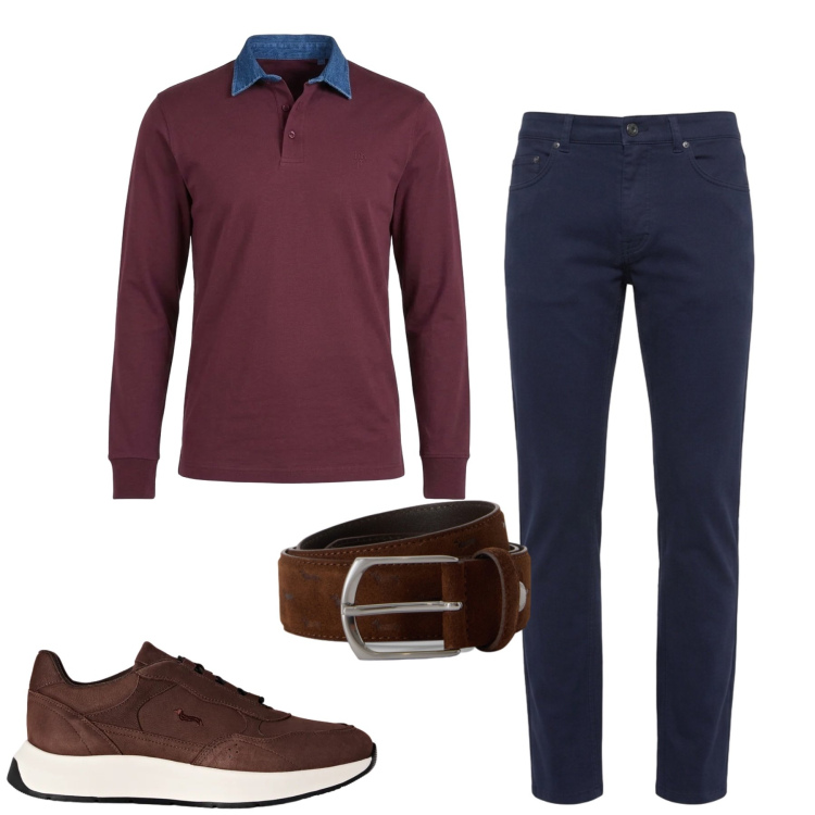 Outfit uomo - Total look #2499170. Stile Casual per Tutti i giorni. Abbinamento con cinture, sneakers, polo, pantaloni.