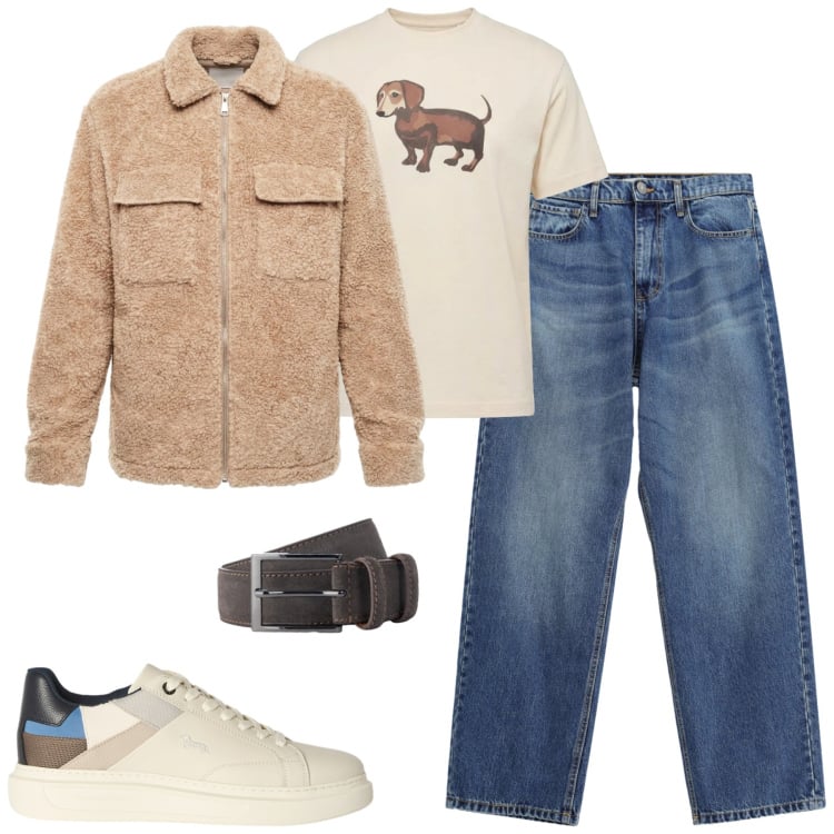 Outfit uomo - Ottobre. Stile Trendy per Tutti i giorni. Abbinamento con sneakers, t-shirt, cinture, jeans, cappotti.