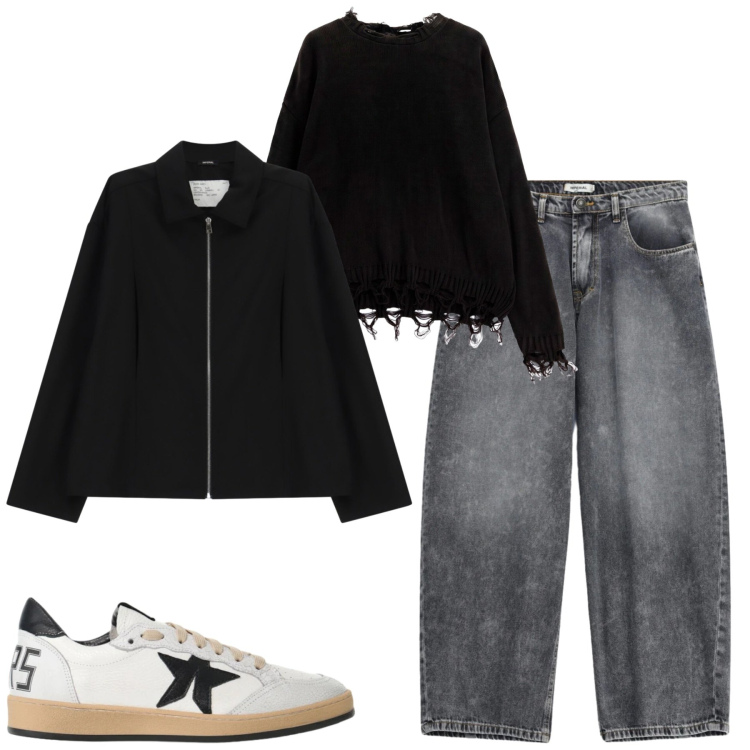 Outfit uomo - Ottobre. Stile Casual per Tutti i giorni. Abbinamento con cappotti, jeans, maglieria, sneakers.