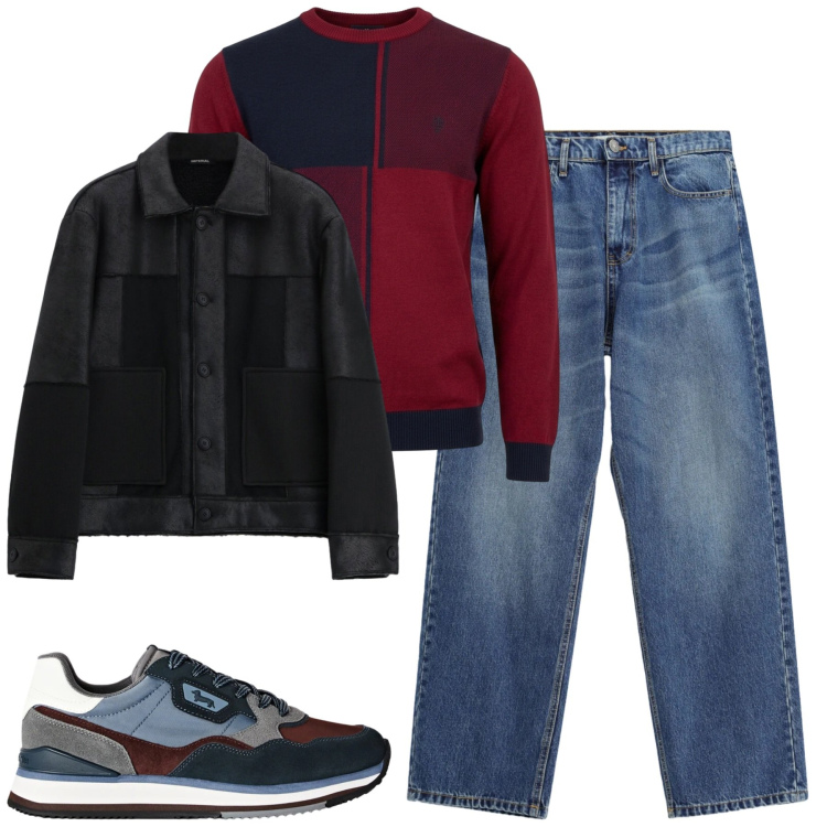 Outfit uomo - Ottobre. Stile Urban per Tutti i giorni. Abbinamento con sneakers, maglieria, jeans, cappotti.