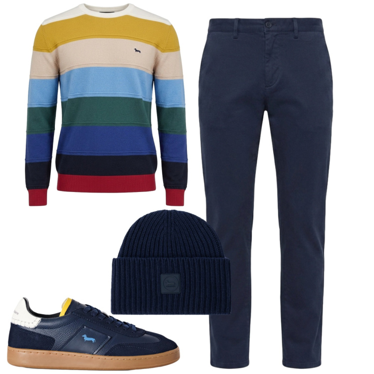 Outfit uomo - Total look #2499198. Stile Urban per Tutti i giorni. Abbinamento con maglieria, pantaloni, sneakers, berretti.