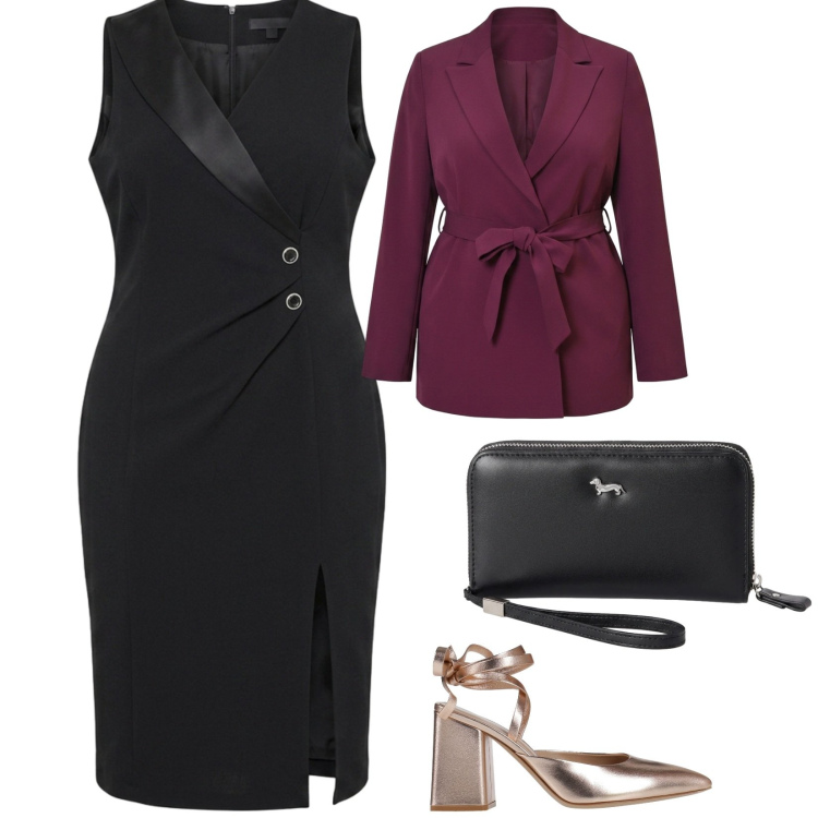 Outfit donna - Cena tra donne. per Serata fuori. Abbinamento con portafogli, vestiti asimmetrici, blazer, décolleté.