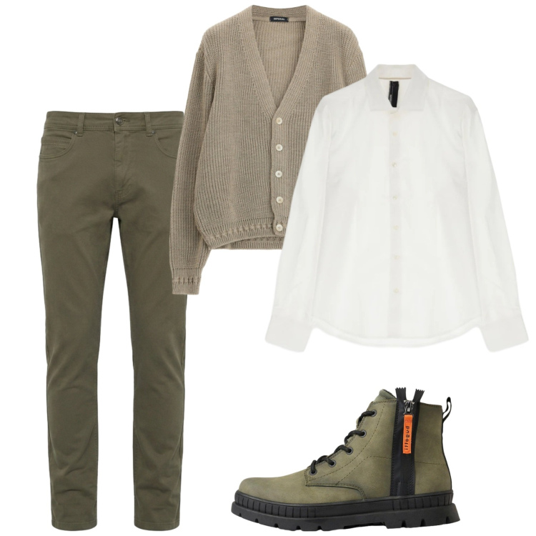 Outfit uomo - Cardigan sempre attuali. Stile Casual per Tutti i giorni. Abbinamento con pantaloni, cardigans, camicie, stivali e stivaletti.