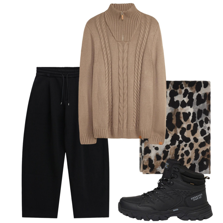Outfit uomo - Weekend in montagna. Stile Casual per Tutti i giorni. Abbinamento con pantaloni, sciarpe e foulard, stivali e stivaletti, maglieria.