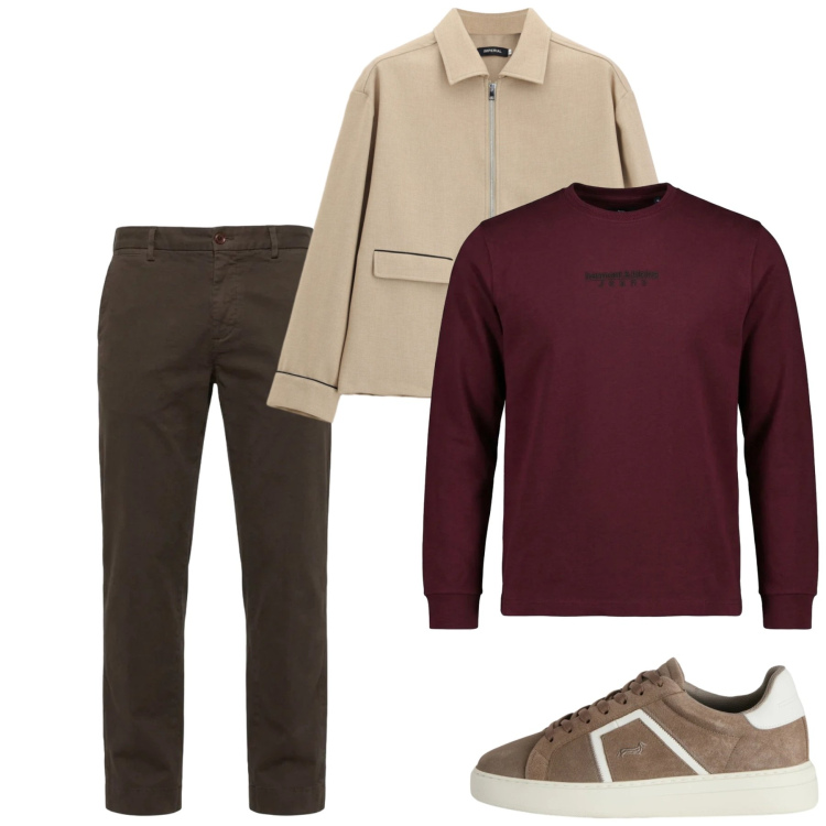 Outfit uomo - October. Stile Casual per Tutti i giorni. Abbinamento con sneakers, pantaloni, t-shirt, cappotti.
